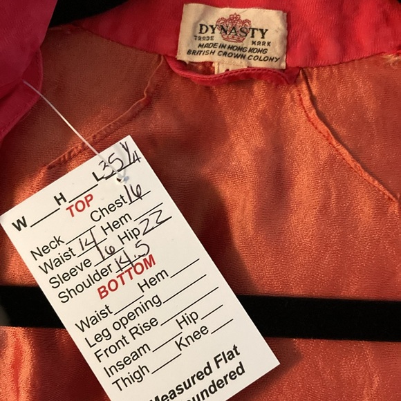 Vintage red satin Hong Kong‎ made swing coat 3/4 sleeves. 32” chest 352 - Picture 9 of 9